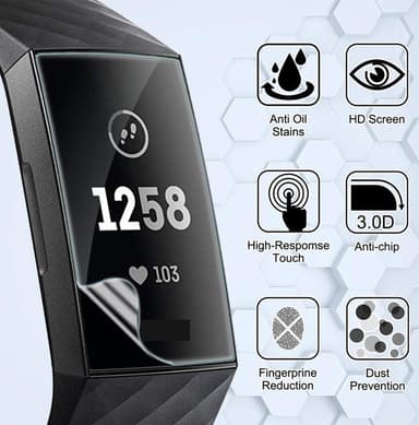 Skærmbeskytter til Fitbit Charge 3 gennemsigtig 3-pak