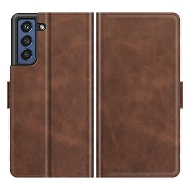 SKALO Samsung S21 FE Premium Wallet Flip Cover - Brun