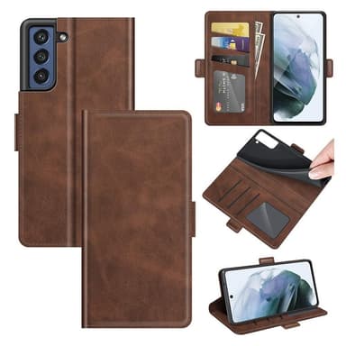 SKALO Samsung S21 FE Premium Wallet Flip Cover - Brun