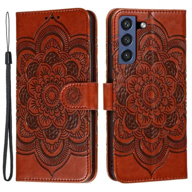 SKALO Samsung S21 FE Mandala Flip Cover - Brun