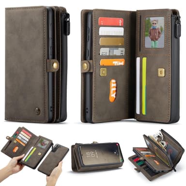 CaseMe Samsung S21 FE CaseMe Big Wallet 2in1 Magnet Pungetui - Brun
