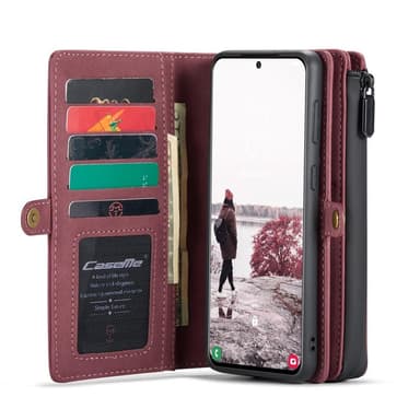CaseMe Samsung S21 FE CaseMe Big Wallet 2in1 Magnet Pungetui - Rød