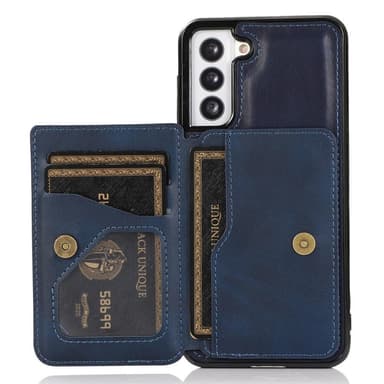 SKALO Samsung S21 FE PU-læder Cover med Pung - Blå