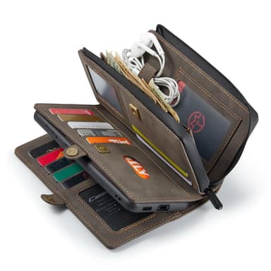 CaseMe Samsung S21 FE CaseMe Big Wallet 2in1 Magnet Pungetui - Brun