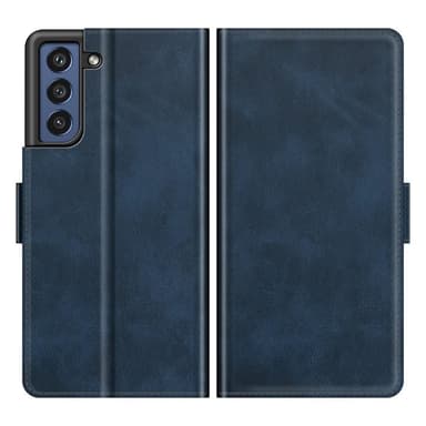SKALO Samsung S21 FE Premium Wallet Flip Cover - Blå