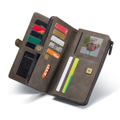 CaseMe Samsung S21 FE CaseMe Big Wallet 2in1 Magnet Pungetui - Brun