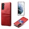 SKALO Samsung S21 FE PU-læder Kortholder Cover - Rød