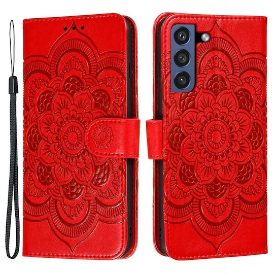 SKALO Samsung S21 FE Mandala Flip Cover - Rød