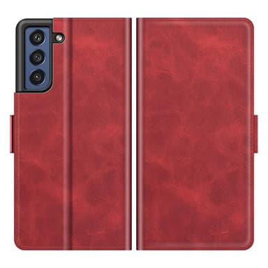 SKALO Samsung S21 FE Premium Wallet Flip Cover - Rød