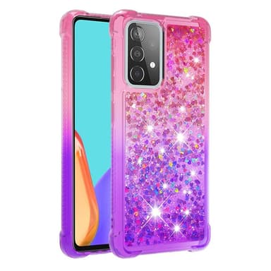 SKALO Samsung A52/A52s Kvicksand Glitter Hjerter TPU Cover - Pink-Lilla