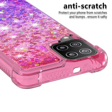 SKALO Samsung A22 4G Kvicksand Glitter Hjerter TPU Cover - Pink-Lilla