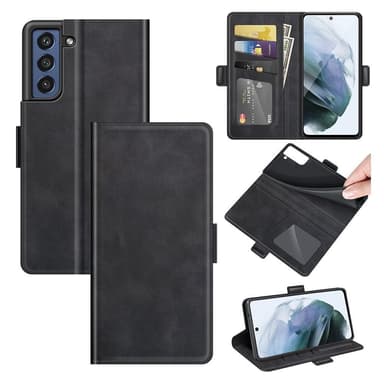 SKALO Samsung S21 FE Premium Wallet Flip Cover - Sort