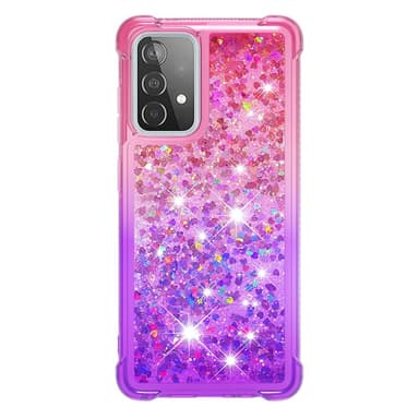 SKALO Samsung A52/A52s Kvicksand Glitter Hjerter TPU Cover - Pink-Lilla