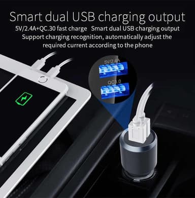 Trådløs Bluetooth FM-sender med LCD-skærm
