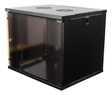 DELTACO 19 "kabinet, 9U, 540x450mm, portræt eller vægmonteret, glasdør,