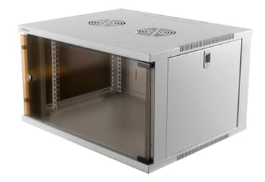 DELTACO 19 "kabinet, 6U, 540x450mm, portræt eller vægmonteret, glasdør