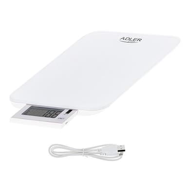 Adler elektronisk køkkenvægt AD 3167w Maksimal vægt (kapacitet) 10 kg, graduering 1 g, Displaytype LCD, hvid