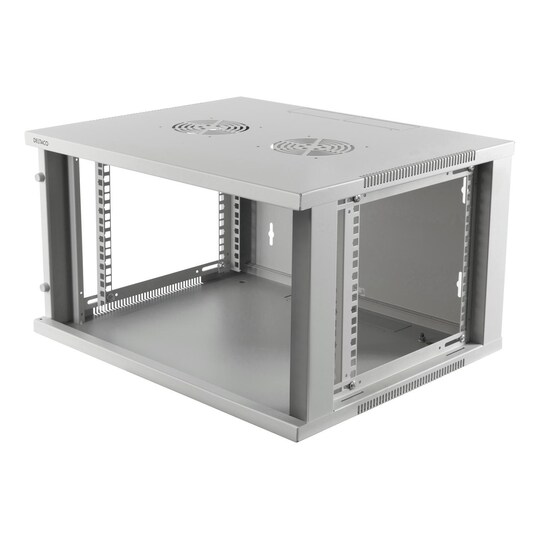 DELTACO 19 "kabinet, 6U, 540x450mm, portræt eller vægmonteret, glasdør