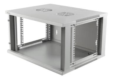 DELTACO 19 "kabinet, 6U, 540x450mm, portræt eller vægmonteret, glasdør