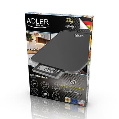 Adler Elektronisk køkkenvægt AD 3167b Maksimal vægt (kapacitet) 10 kg, graduering 1 g, Displaytype LCD, Sort