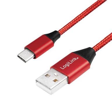 Logilink USB 2.0-kabel CU0148 1 m, rød, USB-A han, USB-C han