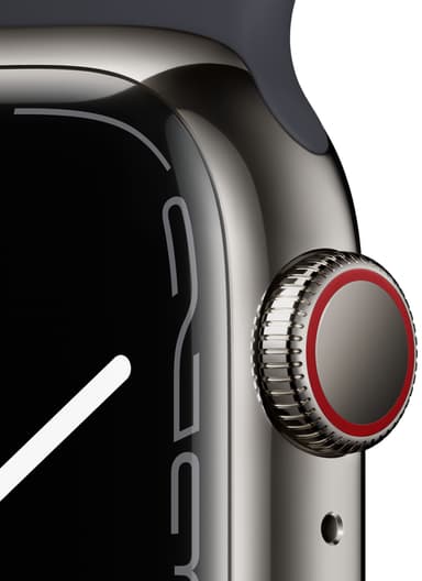 Apple Watch Series 7 41 mm GPS+eSIM (grafitstål/midnight sp. rem)