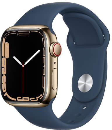 Apple Watch Series 7 41 mm GPS+eSIM (guldstål /Abyss bl. sp. rem)