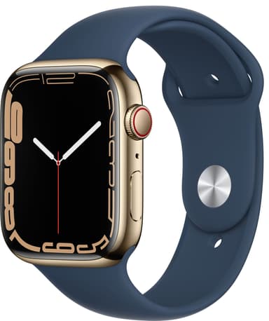 Apple Watch Series 7 45 mm GPS+eSIM (guldstål /Abyss bl. sp. rem)