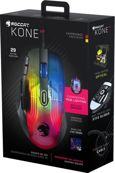 Roccat Kone XP RGB gaming mus (sort)