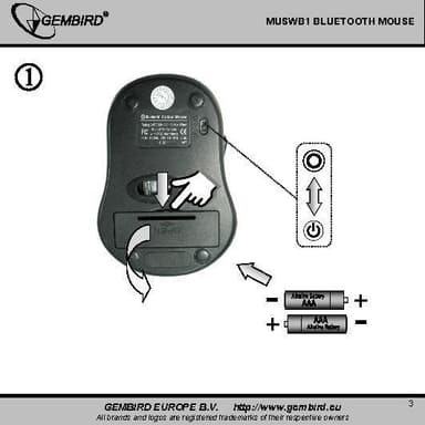 Gembird MUSWB2 Optisk Bluetooth -mus, Trådløs forbindelse, 6 knapper, Sort, Grå