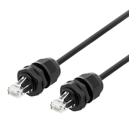 S/FTP Cat6a patch cable, 1m, IP68, PG13.5, black