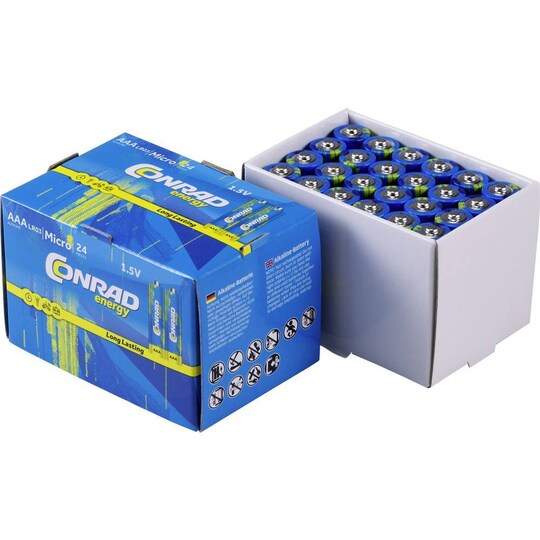 Conrad energy Batteri-sæt Mikro, AA, 9 V-batteri 58 stk inkl. boks