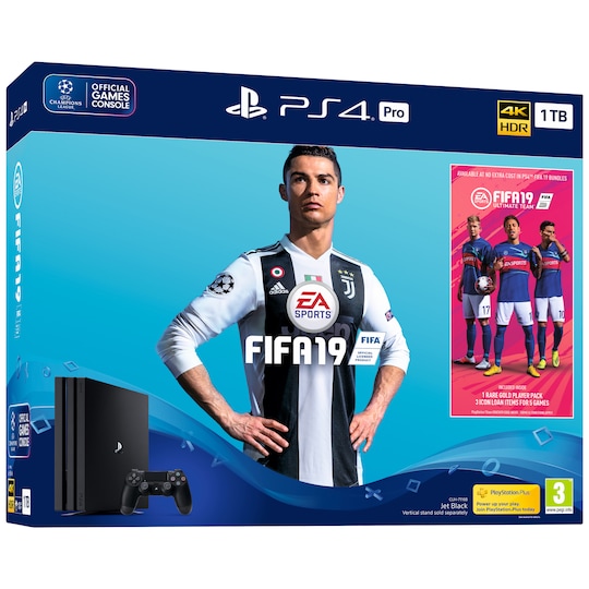 PlayStation 4 Pro 1 TB + FIFA 19 standard-udgave