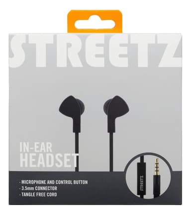 E110 In-ear headset, 1-button remote, 3.5mm, mic, black