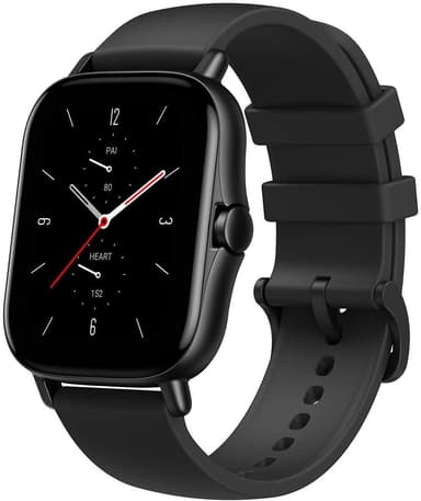 Amazfit GTS 2 Smart-ur, GPS (satellit), AMOLED, Touchscreen, Pulsmåler, Aktivitetsovervågning 24/7, Vandtæt, Bluetooth, Aluminiumslegering, Midnight Black