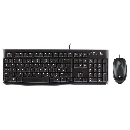 Logitech LGT-MK120-US Tastatur og mus, Tastaturlayout QWERTY, USB-port, Sort, Mus inkluderet, International EER