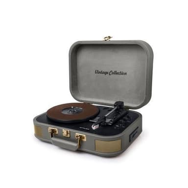 MT-201 BTG Pladespiller Stereoanlæg BT USB vintage Tope Grey