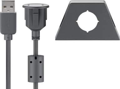 Goobay USB 2.0 Hi-Speed-forlængerkabel med monteringsholder, sort