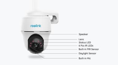 Reolink Wire-free Surveillance Camera Go PT Dome, 2 MP, Fixed, IP65, H.264, Micro SD