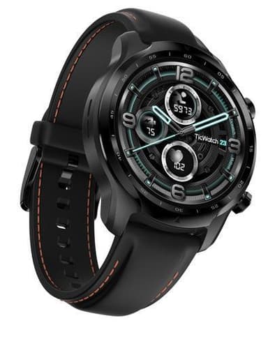 TicWatch Pro 3 GPS Smart-ur, NFC, GPS (satellit), Retina AMOLED, Pulsmåler, Vandtæt, Bluetooth, 1 GB, 8 GB, Android, iOS, Wi-Fi, Snapdragon Wear 4100, 22 mm, Sort