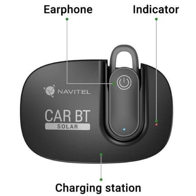 Navitel Multifunktionel Bluetooth Headset Solar Car BT Håndfri enhed, Bluetooth, Sort, Genopladningsindikator
