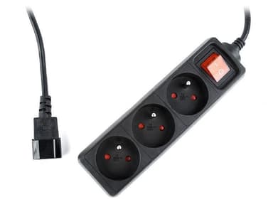 EnerGenie EG-PSU3F-01 UPS strømskinne, 3 FR-stik, 10 A, C14 stik, 0,6 m kabel, sort EnerGenie 0,6 m