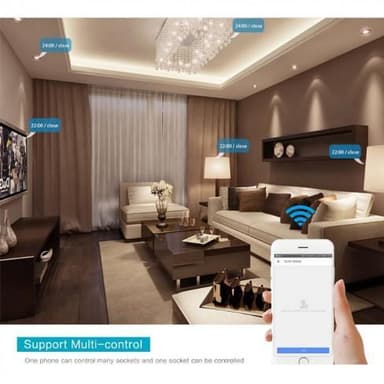 WiFi smart stik forgreningsstik med 4 stikkontakter + 4 USB Hvid