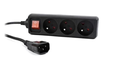 EnerGenie EG-PSU3F-01 UPS strømskinne, 3 FR-stik, 10 A, C14 stik, 0,6 m kabel, sort EnerGenie 0,6 m