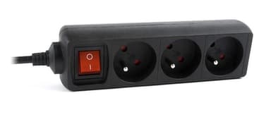EnerGenie EG-PSU3F-01 UPS strømskinne, 3 FR-stik, 10 A, C14 stik, 0,6 m kabel, sort EnerGenie 0,6 m