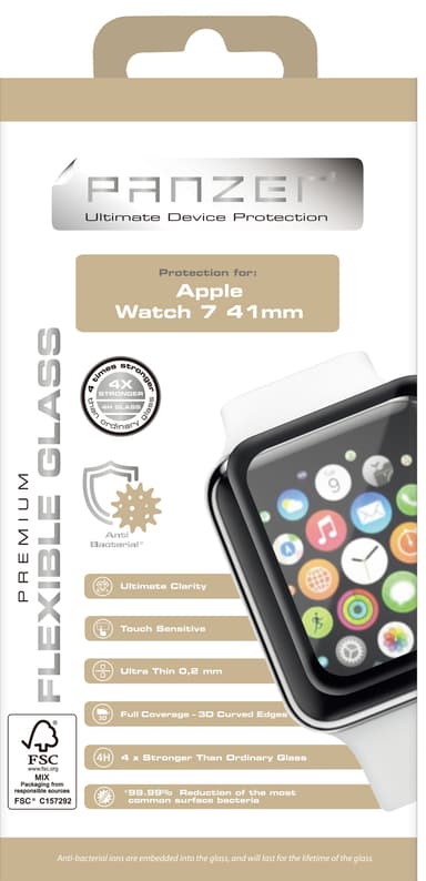 Panzer Apple Watch 7 41mm fleksibelt glas skærmbeskytter