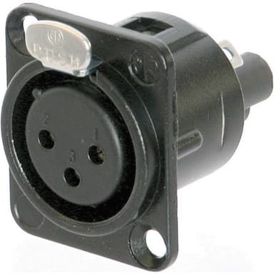 Neutrik NC3FD-S-1-B XLR-stik Flangetilslutning, kontakter lige Poltal: 3 Sort 1 stk
