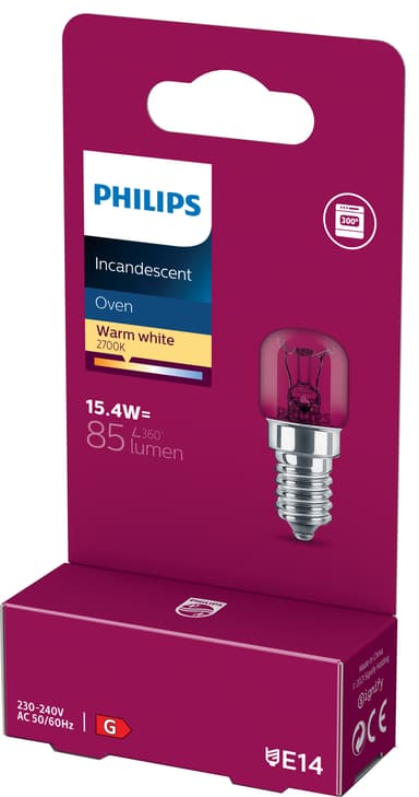 Se Philips Ovn 300 15.4w E14 235v Klar 1bl - 924196244405 hos Elgiganten