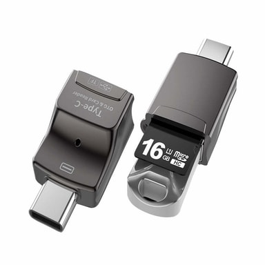 NÖRDIC 2 i 1 OTG USB3.1 A adapter til USBC med kortlæser 2TB TF