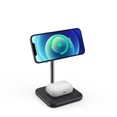 NÖRDIC Trådløs Magsafe Ladestation 2 i 1 til Apple Iphone og Airpods Iphone 13 Iphone 12